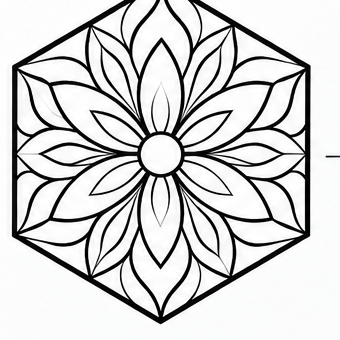 An uncolored Hexala design ready to be colored in